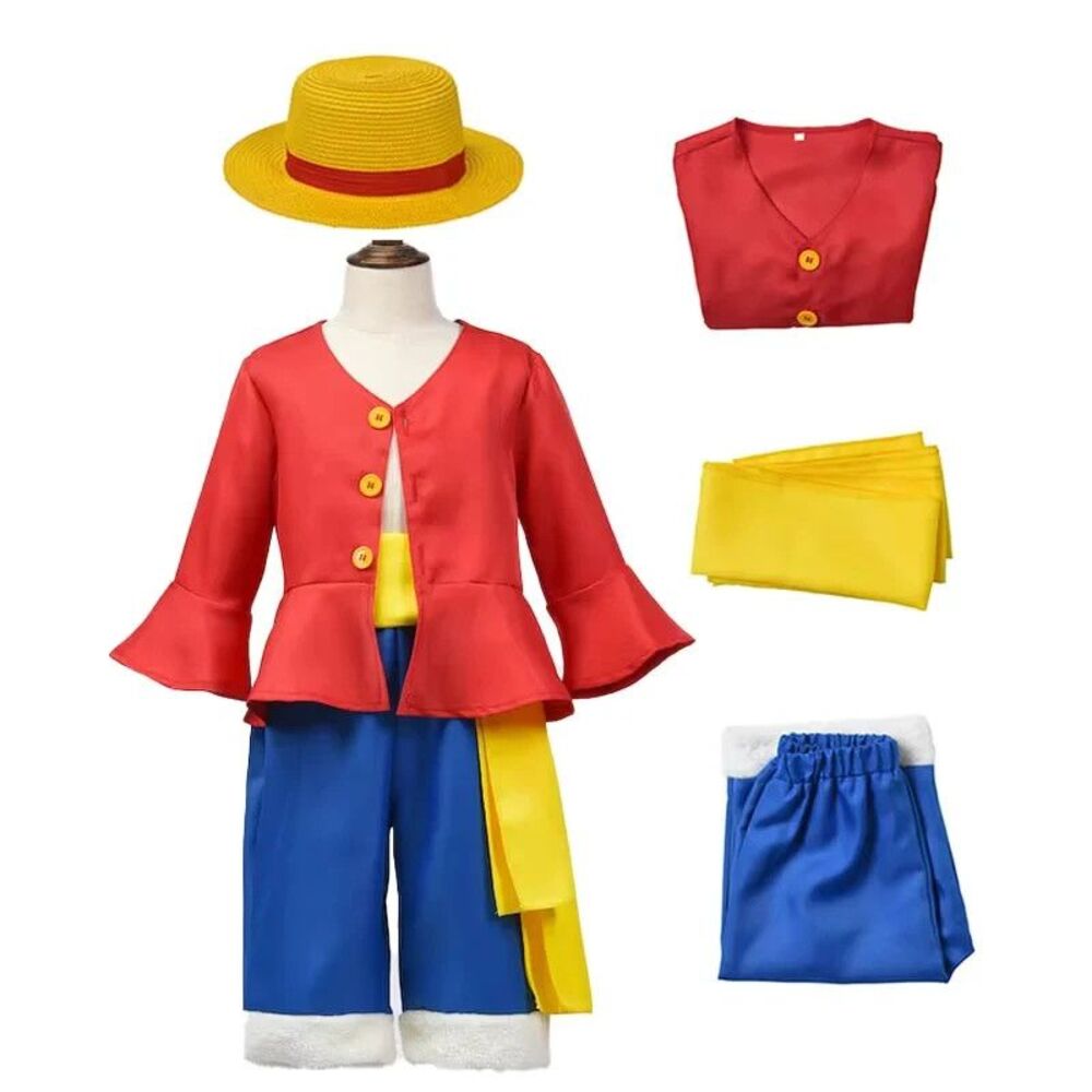 One Piece Monkey D Luffy Costume Outfit Halloween Cosplay Party Youth XL